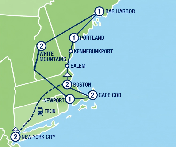 Groepsreis Colors of New England en New York kaartje.webp