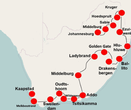 Zuid Afrika per camper (25 dagen) Zuidwaarts