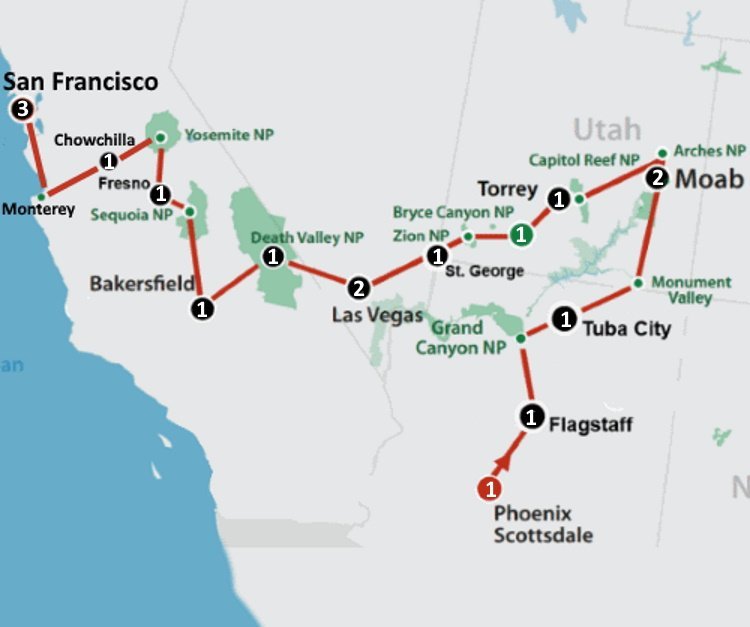 Great Parks of the West (19 dagen)