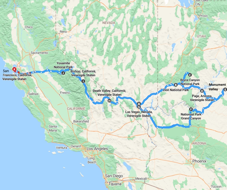 amerika western national parks explorer groepsreis small group tour map.webp