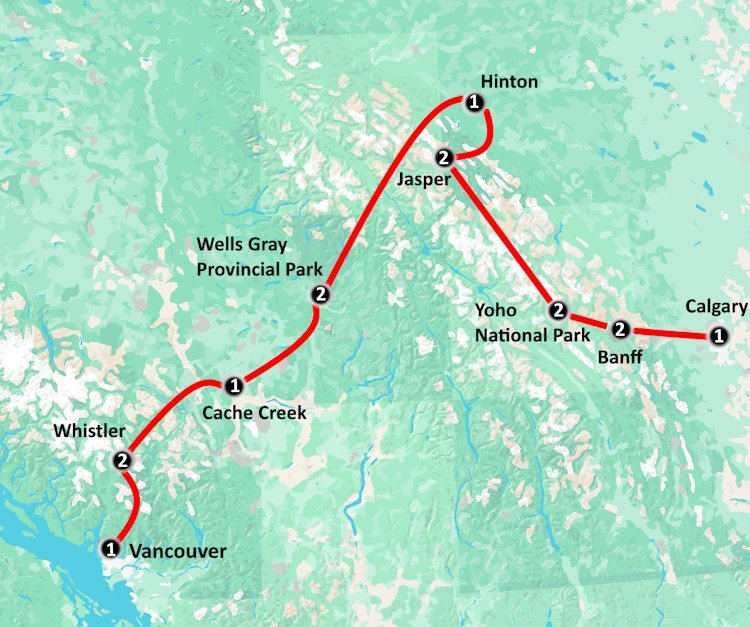 The Classic Calgary to Vancouver Camping Trip (16 dagen)