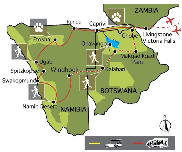 kampeersafari namibië en botswana_van desert naar delta kaartje.jpg