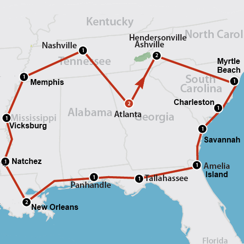 Klik op de afbeelding voor een vergroting Old South Heritage Route 2013