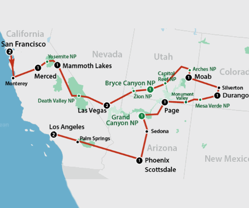 Klik op de afbeelding voor een vergroting Groepsreis Amerika Best of the West 1