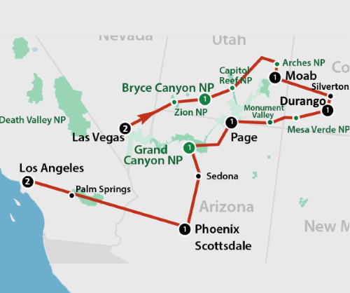 Klik op de afbeelding voor een vergroting Groepsreis Amerika Best of the Canyons