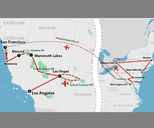 Klik op de afbeelding voor een vergroting Groepsreis Amerika Best of the East & California