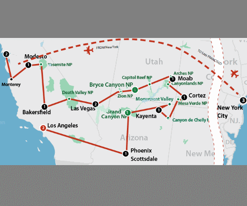 Klik op de afbeelding voor een vergroting Groepsreis Amerika New York & Best of the West