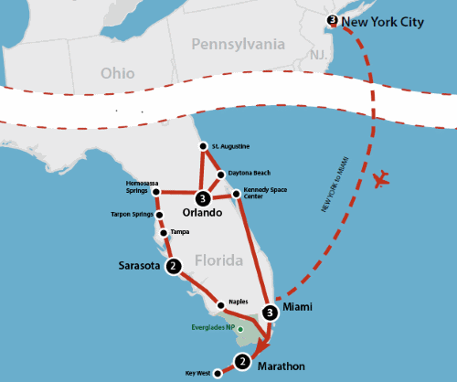 Klik op de afbeelding voor een vergroting New York & Best of Florida