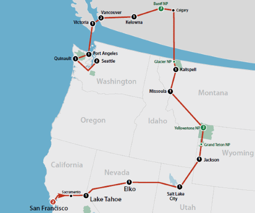 Klik op de afbeelding voor een vergroting Autoreis Amerika Gems of the Northwest