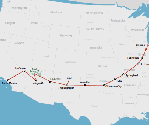 Klik op de afbeelding voor een vergroting Autoreis Amerika Route 66