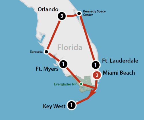 Klik op de afbeelding voor een vergroting Autoreis Amerika Floridas Best