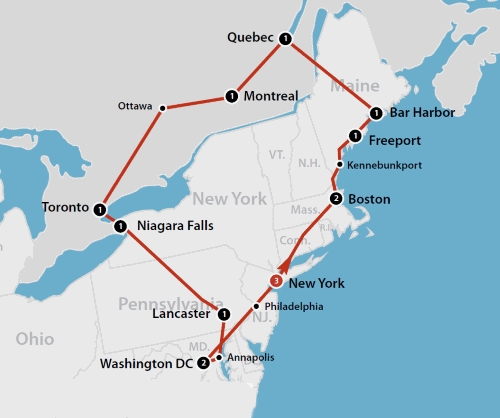 Klik op de afbeelding voor een vergroting Autoreis Amerika Northeast Impressions