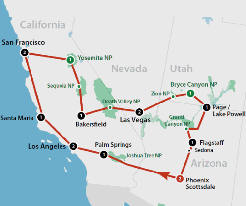 Klik op de afbeelding voor een vergroting Autoreis Amerika Beyond the Red Rock Country