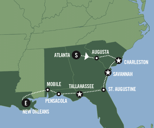 Klik op de afbeelding voor een vergroting Groepsreis Amerika The Southern Belle