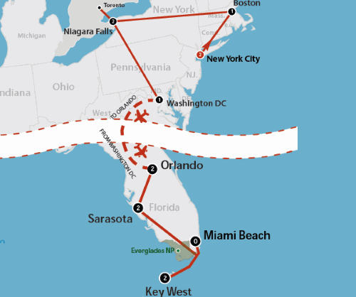 Klik op de afbeelding voor een vergroting Autoreis Amerika America East Coast
