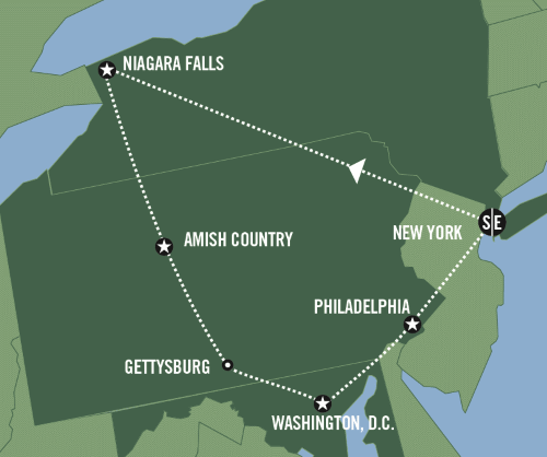 Klik op de afbeelding voor een vergroting groepsreis Amerika Great Eastern Cities