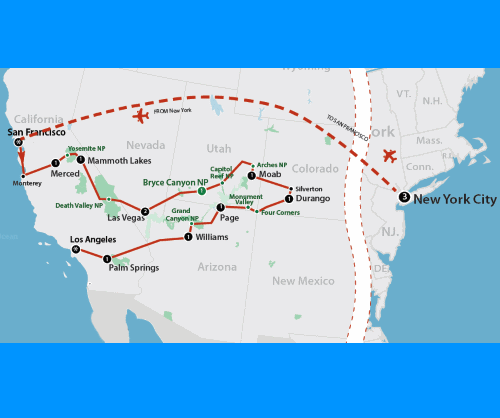 Klik op de afbeelding voor een vergroting Groepsreis Amerika New York & Best of the West 2019