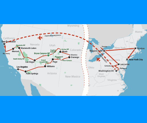 Klik op de afbeelding voor een vergroting Groepsreis Amerika Best of the East & West 2019