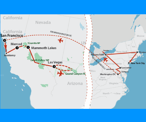 Klik op de afbeelding voor een vergroting Groepsreis Amerika Best of the East & California 2019