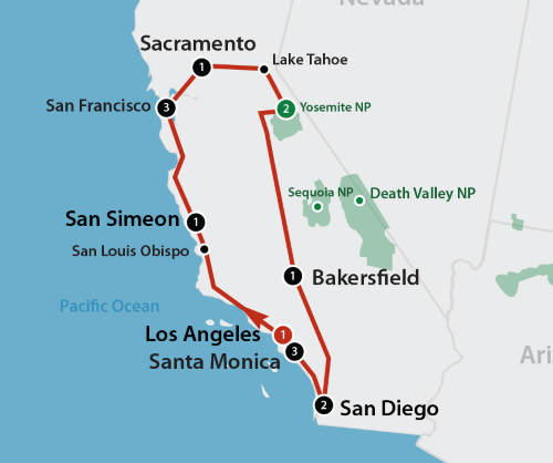 Klik op de afbeelding voor een vergroting Autoreis Amerika California Best 002