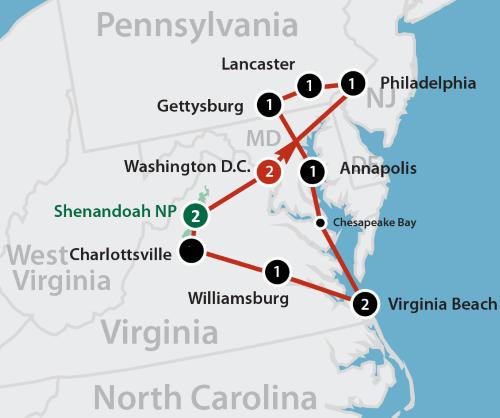 Klik op de afbeelding voor een vergroting Autoreis Amerika Explore the Capitol Region 003