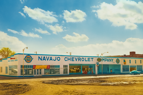 Gallup 1960ish Navajo Chevrolet ©Joan Becenti Colorized AmerikaPlus