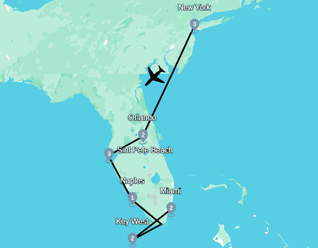 Kaart NYC- Florida
