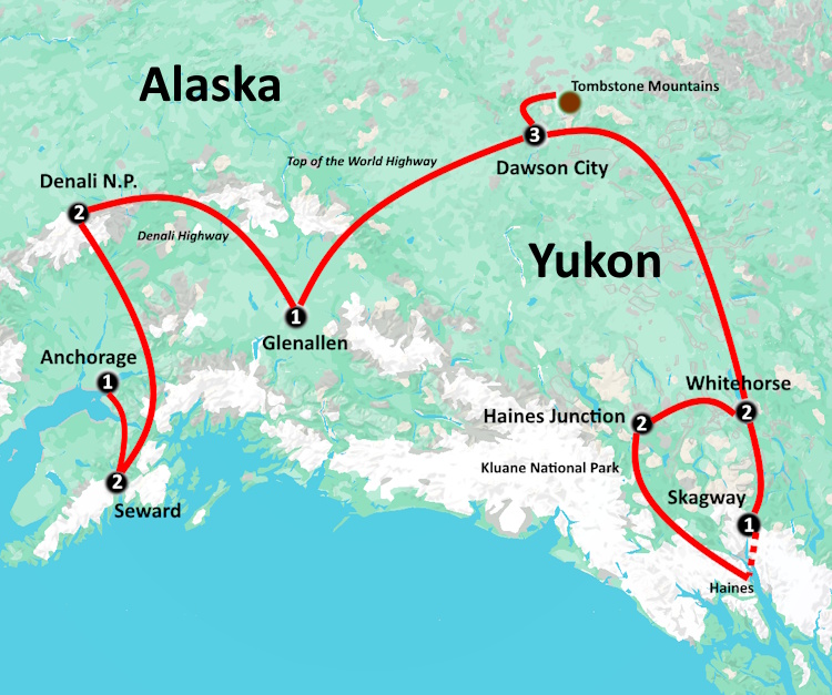 Actieve reis Alaska and Yukon Explorer routekaartje.jpg