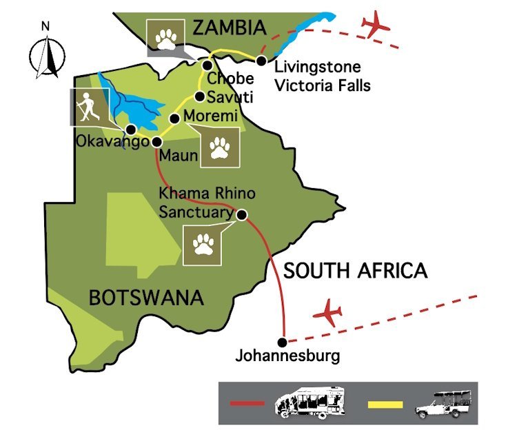 Wildkamperen in Botswana via de Kalahari (17 dagen)